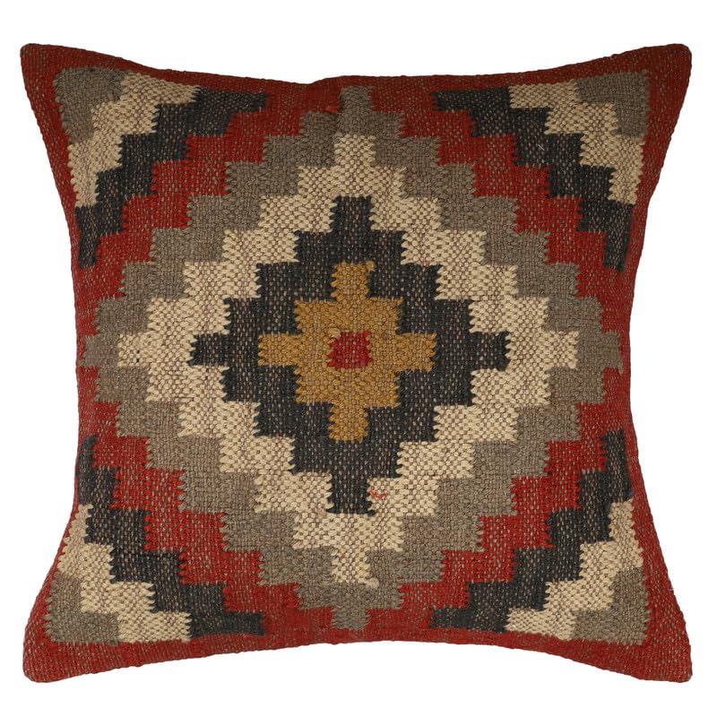 Vintage Boho Jute Pillow Covers Handwoven Kilim Cushion Cases 18x18 Inches, Oriental Decorative Throw Pillow Covers for Sofa, Bed, Living Room & Patio - color: Pattern 06