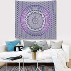 ANJANIYA Ombre Wall Hanging Bohemian Tapestry, Metallic Wall Art Bedspread, Psychedelic Hippie Mandala Dorm Décor for Hanging, Bedding, Beach Coverlet Curtain, Purple Blue, 54"X60"