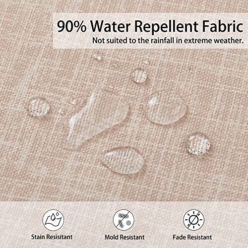 Magpie Fabrics Indoor Outdoor Tufted High Back Chair Cushion Set of 2, Waterproof All-Weather Deep Seating Rocking Chair Patio Garden Chaise Lounge Sun Lounger Chair Cushions(Beige Linen) - color: Beige Linen