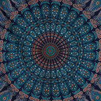 Bless International Handmade Indian hippie Bohemian Psychedelic Peacock Mandala Wall hanging College Dorm Beach Throws Table Cloth Bedding Tapestry (Blue Green, Poster(30x40Inches)(76x101cms)) - color: Blue Green, size: 40"L x 30"W