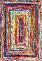 Nuloom Tammara Multicolor, 4' x 6', Hand Braided, Bohemian, Cotton, Soft and Cozy, High Traffic, Stain Resistant, Easy Clean, Durable Area Rug for Bedroom, Living Room, Dining, Den, Entryway