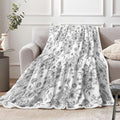 Floral Throw Blanket, Botanical Floral Blanket, Soft, Flannel, Warm, Boho Floral Bed Blanket All Season Flower Throw Blanket for Couch Bedroom Living Room, Gray 60X90 Inch