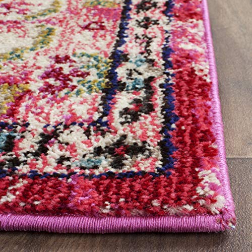 SAFAVIEH Monaco Collection Area Rug - 2'2" x 4', Pink & Multi, Non-Shedding & Easy to Clean, Distressed Medallion Design, Ideal for Front Door, Kitchen, Entryway, Accent Space (MNC243D) - color: Pink/Multi, size: 2'2" x 4' (Rectangular)