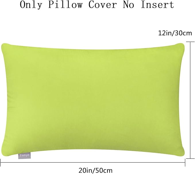 Thmyo 4-Pack 100% Cotton Lumbar Comfortable Solid Decorative Throw Pillow Case, Rectangle Cushion Cover Pillowcase Sublimation Blank Pillow Covers DIY Throw Pillowcase(12x20inch/30x50cm,Light Green)