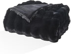 EMME Faux Fur Blanket Twin Size Black - Big Bubble Rabbit Cozy Blanket for Couch, Thick Furry Plush Shaggy Blankets, 650GSM, 60x80 Inches