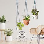 Set of 3 Macrame plant hanger for pots 4-10” live plants indoor and outdoor decor hanging plant holder Boho décor Plant stand Indoor plant shelf for Hanging planter for plant pots (Coastal Breeze)