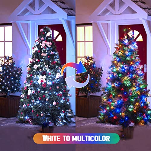JMEXSUSS 2 Pack Solar String Lights Outdoor Waterproof, Total 400 LED 151FT Solar Christmas Lights Outdoor, 8 Modes Christmas Light for Outside Patio Yard Tree Decorations, White to Multicolor - color: White to Multicolor, size: 200LED*2