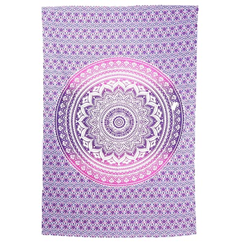 THE ART BOX Pink Purple Cotton Tapestry Mandala Wall Hanging – Tapestry for Bedroom – Boho Room Decor – Queen Size Aesthetic Wall Tapestry 85x90 Inches - color: Pink and White, size: 85"L x 90"W