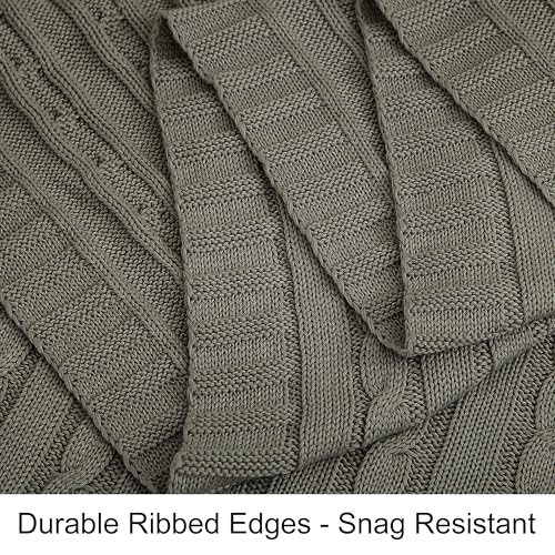 NTBAY 100% Pure Cotton Cable Knit Throw Blanket, Super Soft Warm 51x67 Knitted Throw Blanket for Couch, Sofa, Chair, Bed - Extra Cozy, Machine Washable, Comfortable Home Decor, Grey - color: Grey, size: Throw(51"x67")