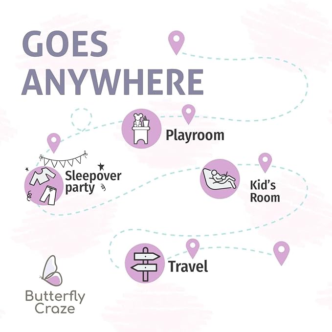 Butterfly Craze Floor Pillow Case - Lounger Support & Guest Bed Setup - Machine Washable Cover for Studio Apartment Essentials - Adjustable Floor Seating for Kids & Adults - Queen, Pink Ballerina