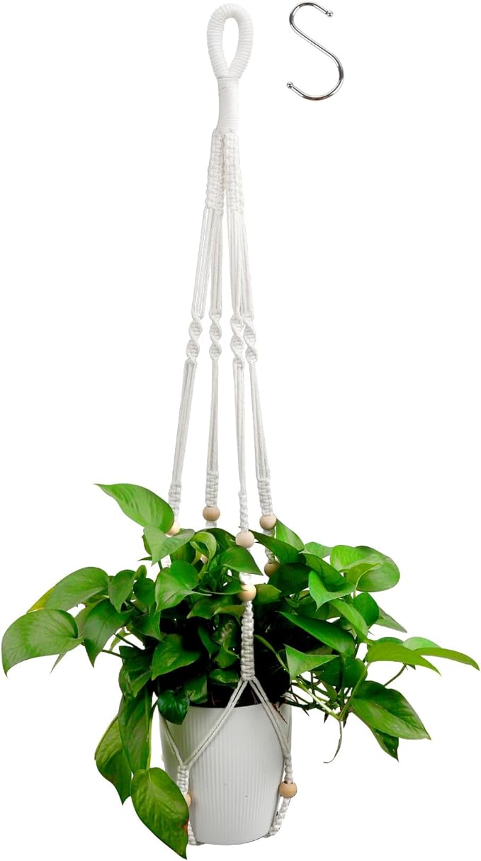 Hanging Planter for Indoor Plants,Macrame Plant Hanger,Plant Hanger,Hanging Plant Holder,Plant Hangers,Plant Hangers Indoor,Plant Holder,Macrame Plant Hangers Indoor with 12 Wood Beads
