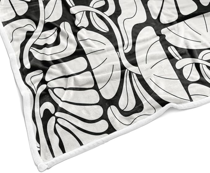 Boho Abstract Colorful Floral Throw Blanket, Vintage Retro Patchwork White Flower Botanical Geometric Aesthetic Groovy Flannel Throw Blanket for Chair Bed Sofa Couch, 60X80IN