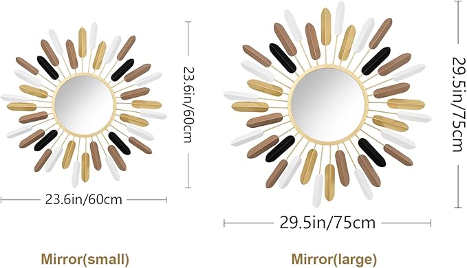 24" Boho Wall Mirror Flower Design,Luxury Decorative Rustic Farmhouse Mirrors for Living Room, Bathroom, Bedroom, and Entryway
