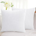 Simmore Decorative Spring Throw Pillow Covers 16x16 Set of 2, Soft Natural Plush Flannel Double-Sided Fluffy Couch Pillow Covers for Sofa Living Room, White