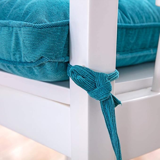 Tiita Dining Chair Seat Cushions 18x18 Inch Office Chair Pads Square Floor Pillows Pad for Outdoor Kitchen Dining Chairs with Ties Set of 4 (Blue)