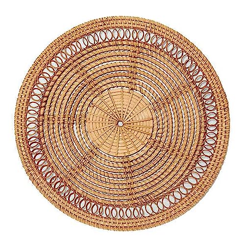 Ochine Woven Wicker Rattan Wall Basket Decor, Farmhouse Boho Decorative Flat Round Basket for Living Room Bedroom, Rustic Wall Decor - color: A