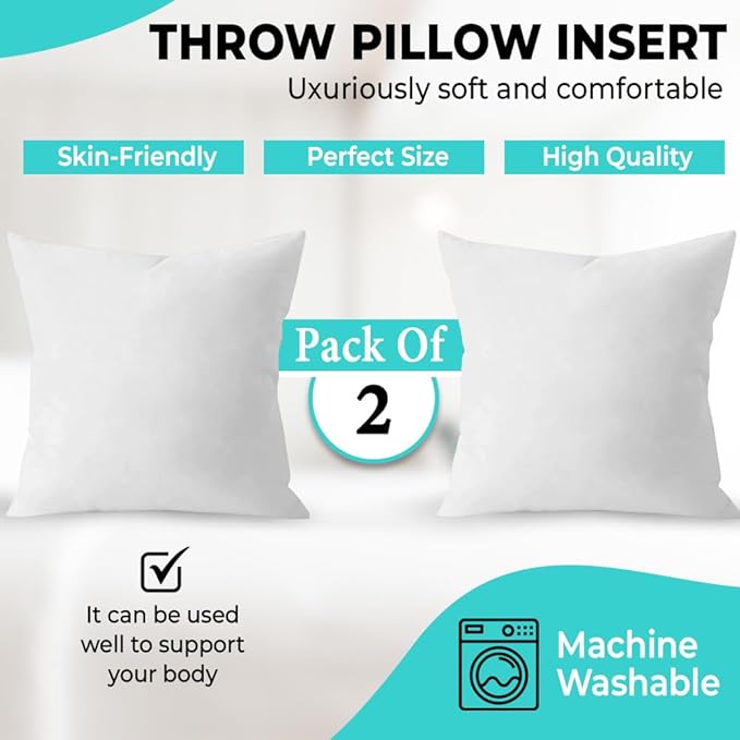 12 x 20 Throw Pillow Insert - Pack of 2 White, Down Alternative Pillow Inserts for Decorative Pillow Covers, Throw Pillows for Bed, Couch Pillows for Living Room (12x20 Inch (Pack of 2))