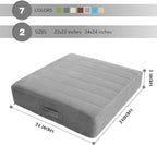 MeMoreCool Square Floor Pillow for Adults and Kids, Large Meditation Cushion with Thick Foam and Washable Tufted Cover, 24-Inch Grey Seat for Sitting and Yoga