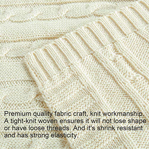 NTBAY 100% Pure Cotton Cable Knit Toddler Blanket, Super Soft Warm Breathable 30x40 Baby Blanket for Crib, Stroller, Nursery, Travel, Newborn, 30x40 Inches, Ivory - color: Ivory