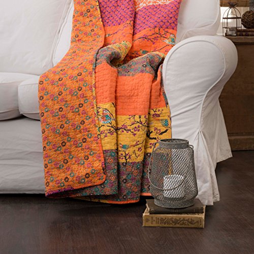 Lush Decor Royal Empire Reversible Cotton Throw Blanket, 50" W x 60" L, Peacock - Throw Blankets for Bed - Couch Blanket - Boho Throw Blanket for Couch - color: Peacock