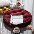 Round Floor Seat Pillows Cushions 24" x 24" with Carrying Handle, Soft Velvet Yoga Meditation Pouf Tatami Floor Pillow Cushion for Living Room Casual Reading Nooks, Red