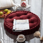 Round Floor Seat Pillows Cushions 24" x 24" with Carrying Handle, Soft Velvet Yoga Meditation Pouf Tatami Floor Pillow Cushion for Living Room Casual Reading Nooks, Red