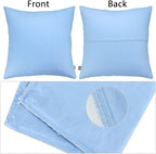 Thmyo 4-Pack 100% Cotton Comfortable Solid Decorative Throw Pillow Case, Square Cushion Cover Pillowcase Sublimation Blank Pillow Covers DIY Throw Pillowcase for Sofa(24x24 inch/ 60x60cm,Sky Blue)