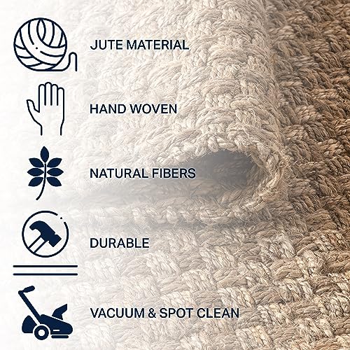 JONATHAN Y Estera Hand Woven Boucle Chunky Jute Natural Indoor Area Rug, 5x8, Bohemian, Transitional, Easy-Cleaning for Living Room, Bedroom, Kitchen, Pet Friendly, Non-Shedding (NFR102A-5) - color: Natural, size: 5' x 8' (Rectangular)