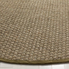 SAFAVIEH Area Rug 6' Round - Natural Fiber Collection - Natural & Olive Green, Seagrass, Basketweave Pattern with Border (NF114G) - color: Natural/Olive, size: 6' (Round)