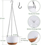Set of 2 Hanging Planters for Indoor Outdoor Plants, 8 Inch Self-Watering Hanging Flower Pots with Drainage Hole & Removable Water-Storage Tray (Hooks)