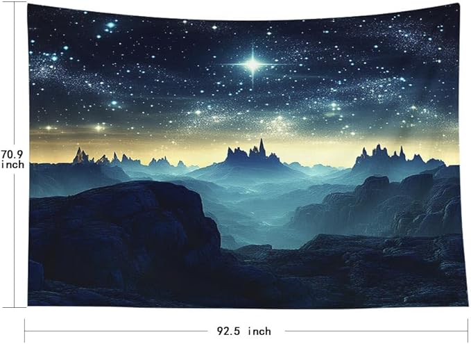 EMMTEEY Fantasy Tapestry Mountains under Starry Sky 92.5X70.9 Inch Extra Large Tapestry Wall Art Hanging Tapetries for Bedroom Living Room Dorm Décor