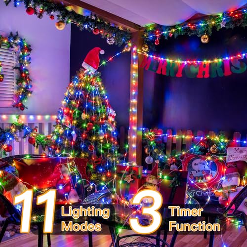 Ollny Christmas Lights Warm and Multicolor, 600LED 197FT Christmas Tree Lights IP67 Waterproof, Plug in Fairy Light with Remote 11 Modes Timer, Xmas Light for Outdoor Indoor House Holiday - color: Warm and Multicolor, size: 600 LEDs