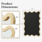 22"x30" Wood Wavy Wall Mirror for Powder Room, Solid Wood Squiggle Mirror for Vanity, Small Asymmetrical Irregular Mirror, Natural Wooden Boho Aesthetic Decor