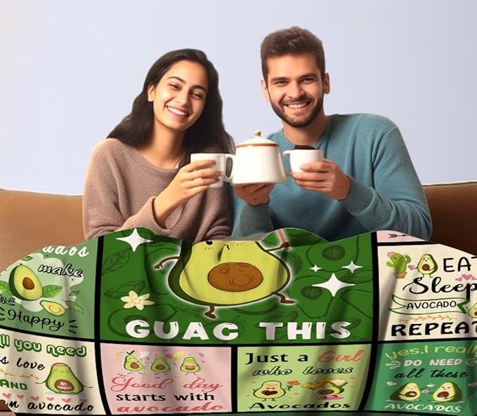 Avocado Blanket Cartoon Avocados Throw Blankets Funny Fruits Blankets for Girls Boys Women Best Christmas Birthday Avocado Gifts for Bedroom Living Rooms All Season 80"x60"