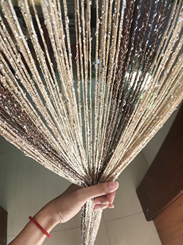 1x2 M Door String Curtain Rare Flat Thread Fringe Window Panel Room Divider Cute Strip Tassel for Wedding Coffee House Restaurant Parts (Coffee & Champagne) - color: Coffee & Champagne