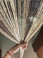 1x2 M Door String Curtain Rare Flat Thread Fringe Window Panel Room Divider Cute Strip Tassel for Wedding Coffee House Restaurant Parts (Coffee & Champagne) - color: Coffee & Champagne