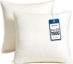 24 x 24 Throw Pillow Inserts - Soft and Plush, Virgin Fiber Filling, Decorative Pillows for Couch Sofa Bed, Machine Washable - White, Pack of 2