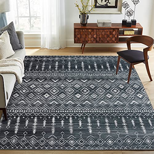 ReaLife Machine Washable Area Rug Runner - Living Room Bedroom Bathroom Kitchen Entryway Office - Padded Low Pile Stain Resistant Premium - Geometric Moroccan Diamond - Jace 3' x 5' - color: Jace, size: 3' x 5' (Rectangular)