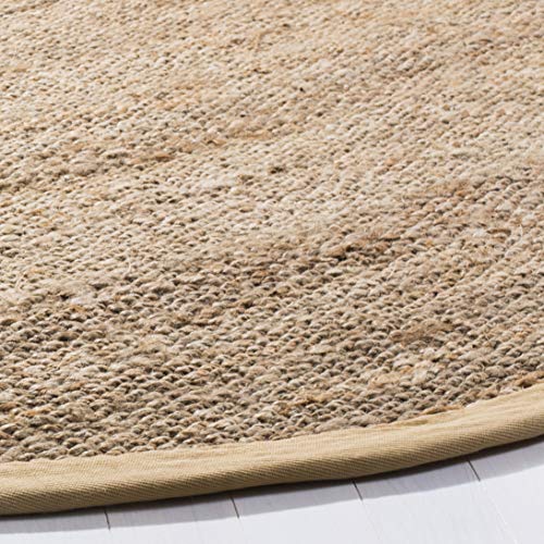SAFAVIEH Natural Fiber Collection Area Rug - 7' Round, Natural, Handmade Farmhouse Jute, Ideal for High Traffic Areas in Living Room, Bedroom (NF732A) - size: 7' (Round)