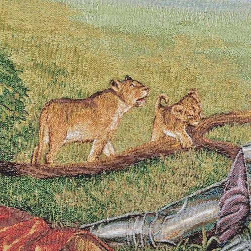 AureoMadis Medieval Tapestry Wall Hanging | Lined Woven Jacquard Forest Lion & Knight Art with Rod Pocket | Vintage Gothic Decor for Living Room - 28.5" x 27" - color: Earthy：Fantasy Lion