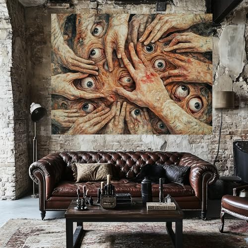LATETOMT 80x60in Abstract Tapestry Creepy Hands Tapestry for Halloween Horror Tapestries Gothic Surreal Canvas Print Wall Art for Halloween Party Terrifying Atmosphere LTMTAYW023 - color: Style-3, size: 80"L x 60"W
