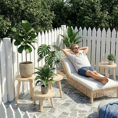 Wood Plant Stands Indoor, Single Plant Stand Modern Plant Table for Large Plants, Wooden Plant Stool Tall Plant Holder Small Round Side/End Table for Living Room Balcony Office (Light Brown) - color: Light Brown