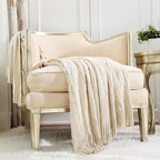 CREVENT Home Decor Rustic Couch Sofa Chair Bed Throw Blanket, Soft Warm Cozy Light Weight for Travelling, Giftable for Christmas(50''X60'' Beige/Ivory)