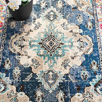 SAFAVIEH Monaco Collection Runner Rug - 2'2" x 6', Navy & Light Blue, Non-Shedding & Easy to Clean, Distressed Medallion Design, Ideal for Hallway, Foyer, Entryway, Kitchen, Bedroom (MNC243N) - color: Navy/Light Blue, size: 2'2" x 6' (Runner)