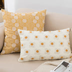 vctops Boho Floral Tufted Decorative Throw Pillow Cover Botanical Pattern Cotton Cushion Cover for Couch Sofa Bed (Flower A,12"x20")