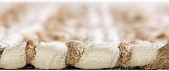 Unique Loom Chindi Jute Collection Area Rug (1' 2" x 6' 1" Table Runner, White/ Natural)