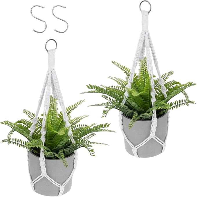 Macrame Plant Hangers, Modern Macrame Plant Hanger, Cotton Rope Hanging Planter for Indoor/Outdoor Balcony Home Decor (Planters/Plants Excluded)