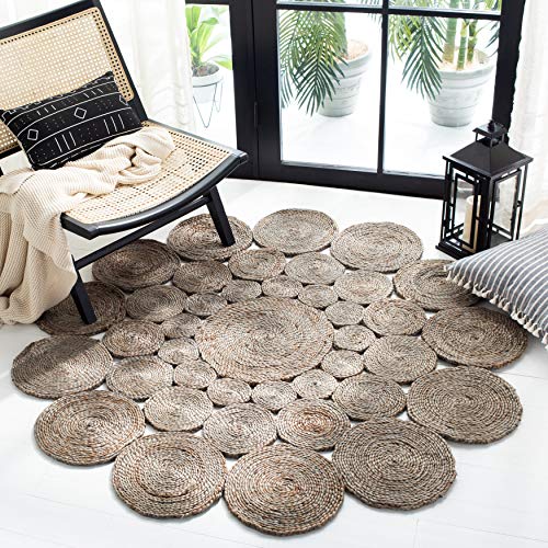 SAFAVIEH Natural Fiber Round Collection 3' Round Grey NF363C Handmade Boho Charm Farmhouse Jute Area Rug - color: Grey, size: 3' (Round)