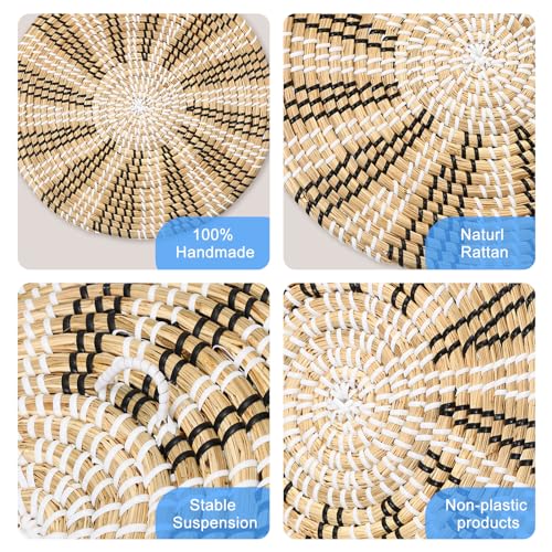 uxcell Bohemian Wall Basket Decor Set, Straw Wall Decor, Wall Hanging Decor, Hanging Woven Wall Basket, Wicker Wall Decor (3pcs)
