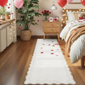 GarveeHome 2.6x10 Scalloped Washable Runner Rug for Kitchen, Soft Beige Long Hallway Runner Non Slip Entryway Rug Farmhouse Thin Laundry Mat Stain Resistant Carpet for Bathroom Beside Rug